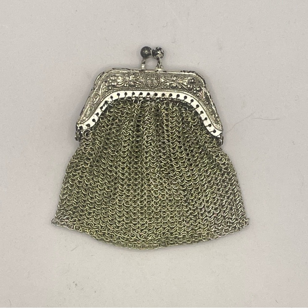 Fantastic Antique / Art Deco Silver Mini Chainmail Coin Purse / Pouch